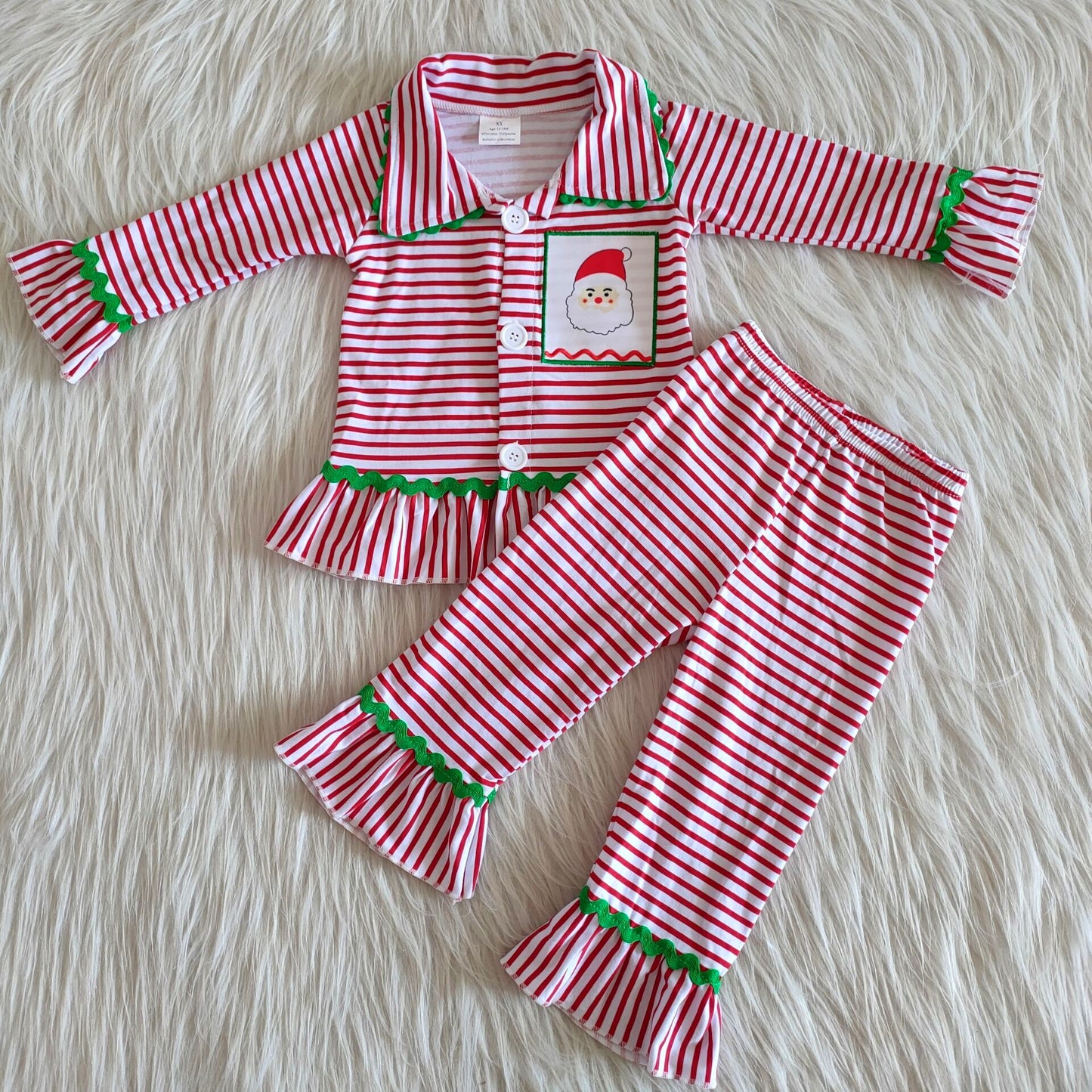 Applique Santa Stripe Pajamas