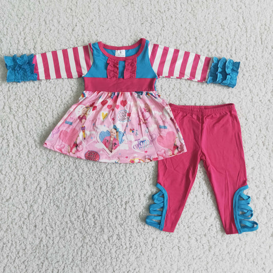 Hot Pink Blue Tunic Set