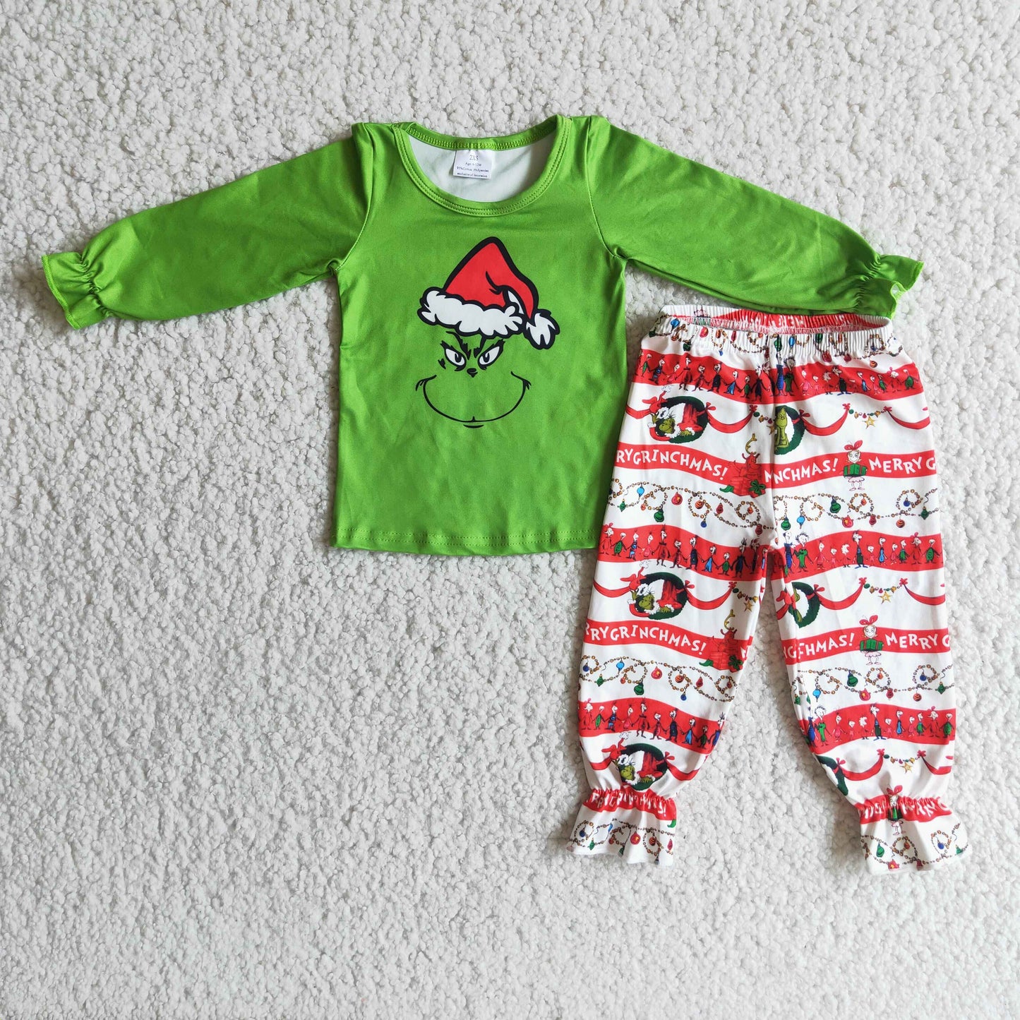 6 A20-4 baby girl Green Cartoon Xmas clothes Set-promotion 2023.10.23