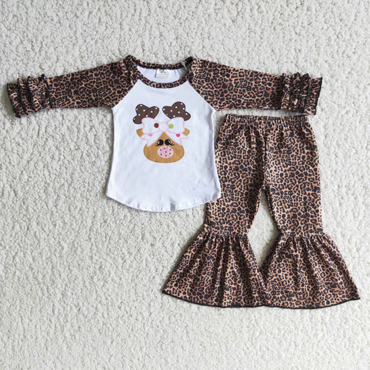 6 C8-31 baby girls reindeer print leopard suits