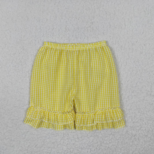 girls yellow plaid shorts SS0065