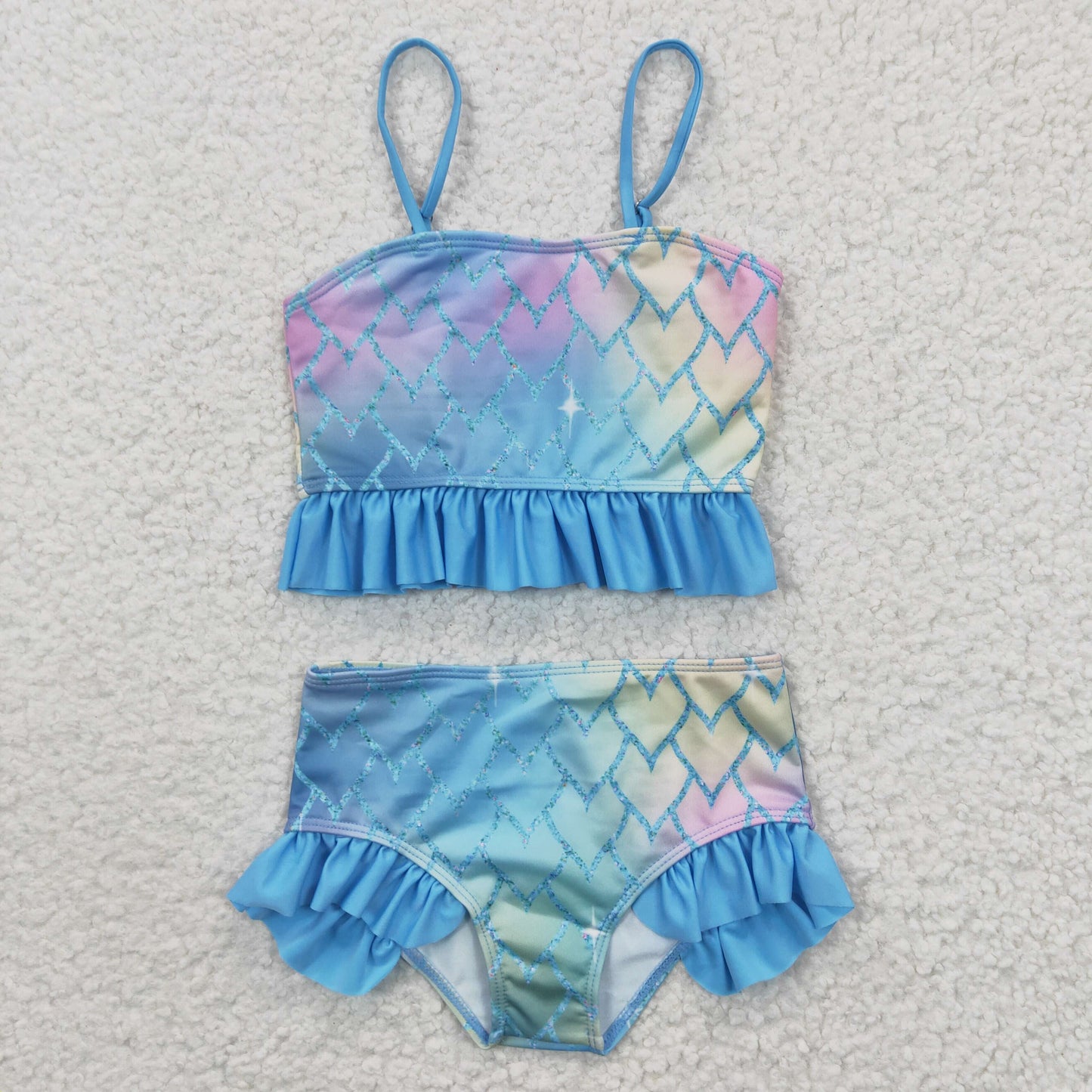 girls blue mermaid swimwear S0061