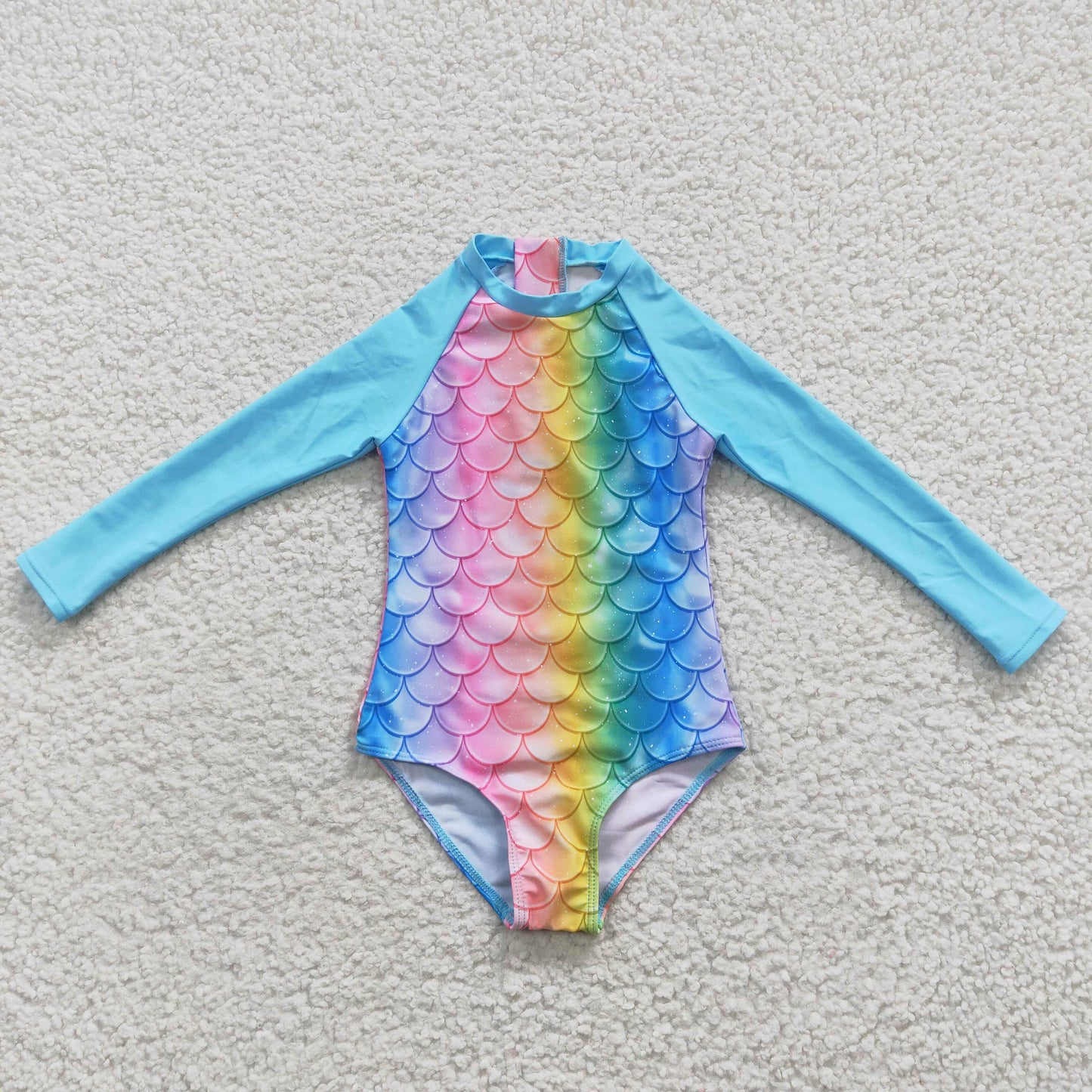 girls long sleeve mermaid swimsuit S0075