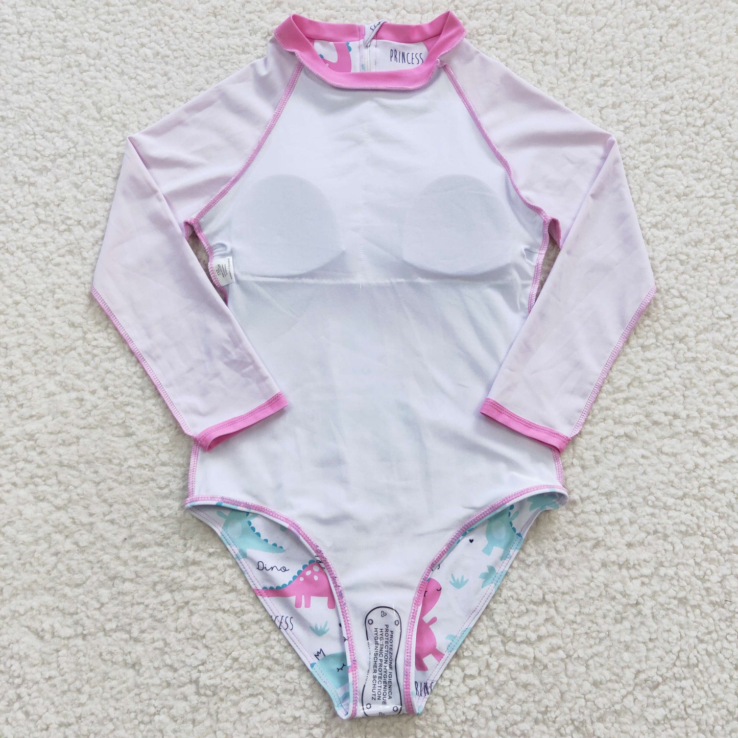 girls long sleeve dinosaur swimsuit S0076