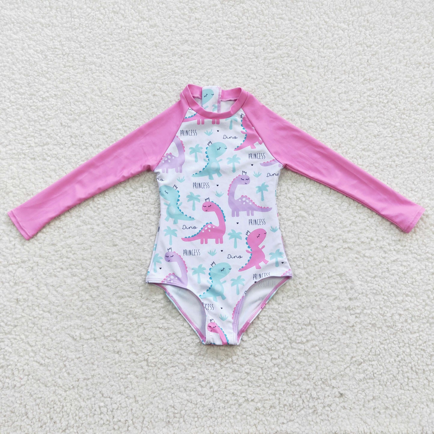 girls long sleeve dinosaur swimsuit S0076