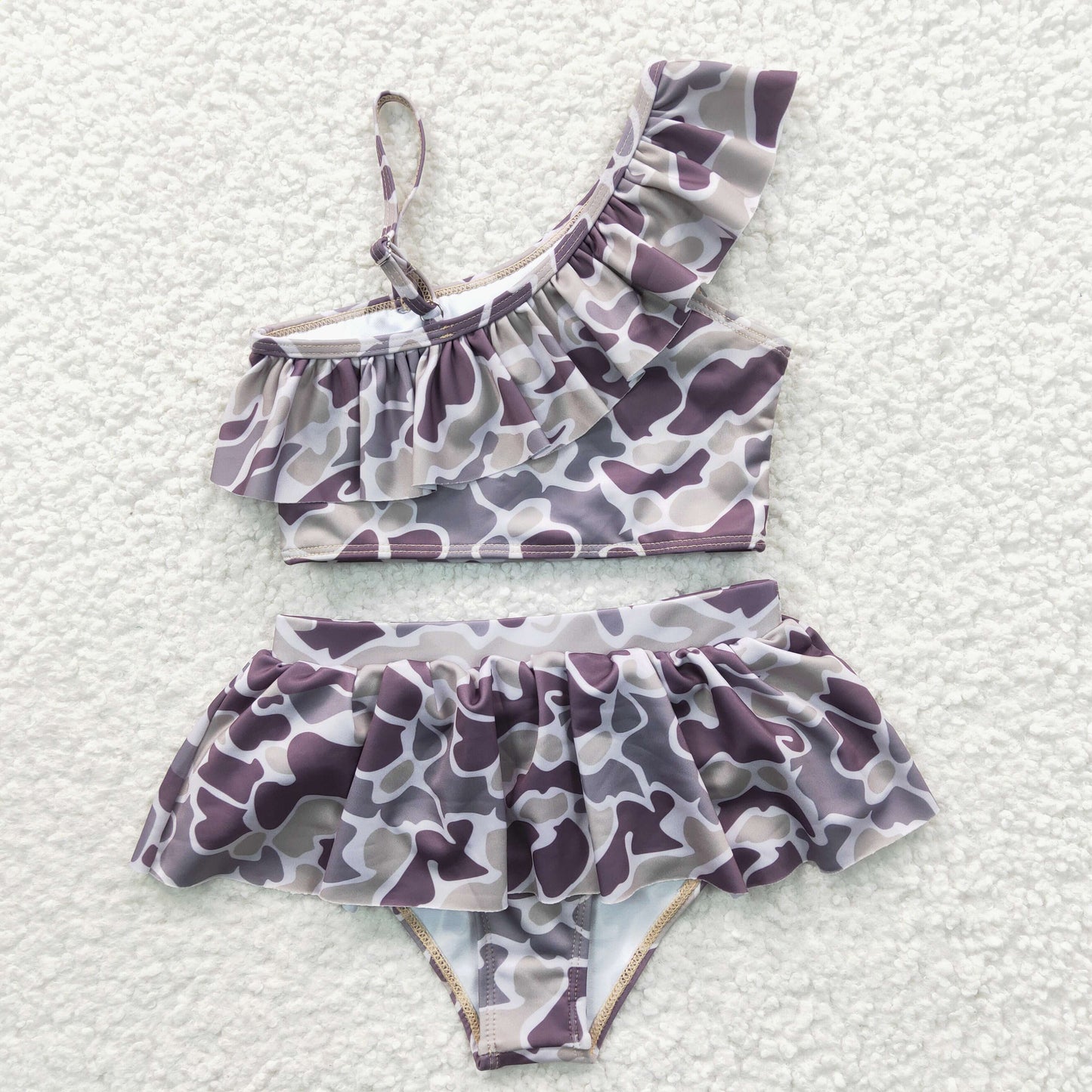 girls purple camo swimwear S0078