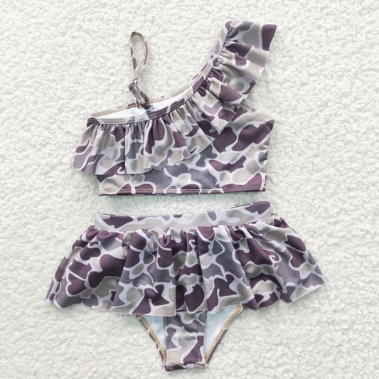 girls purple camo swimwear S0078