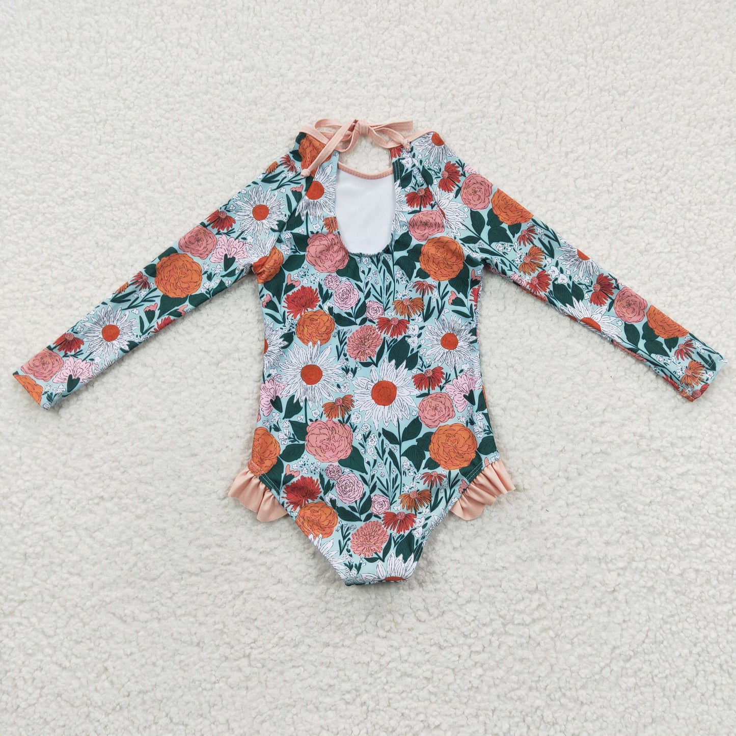 baby green floral swimsuit S0084