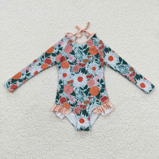 baby green floral swimsuit S0084
