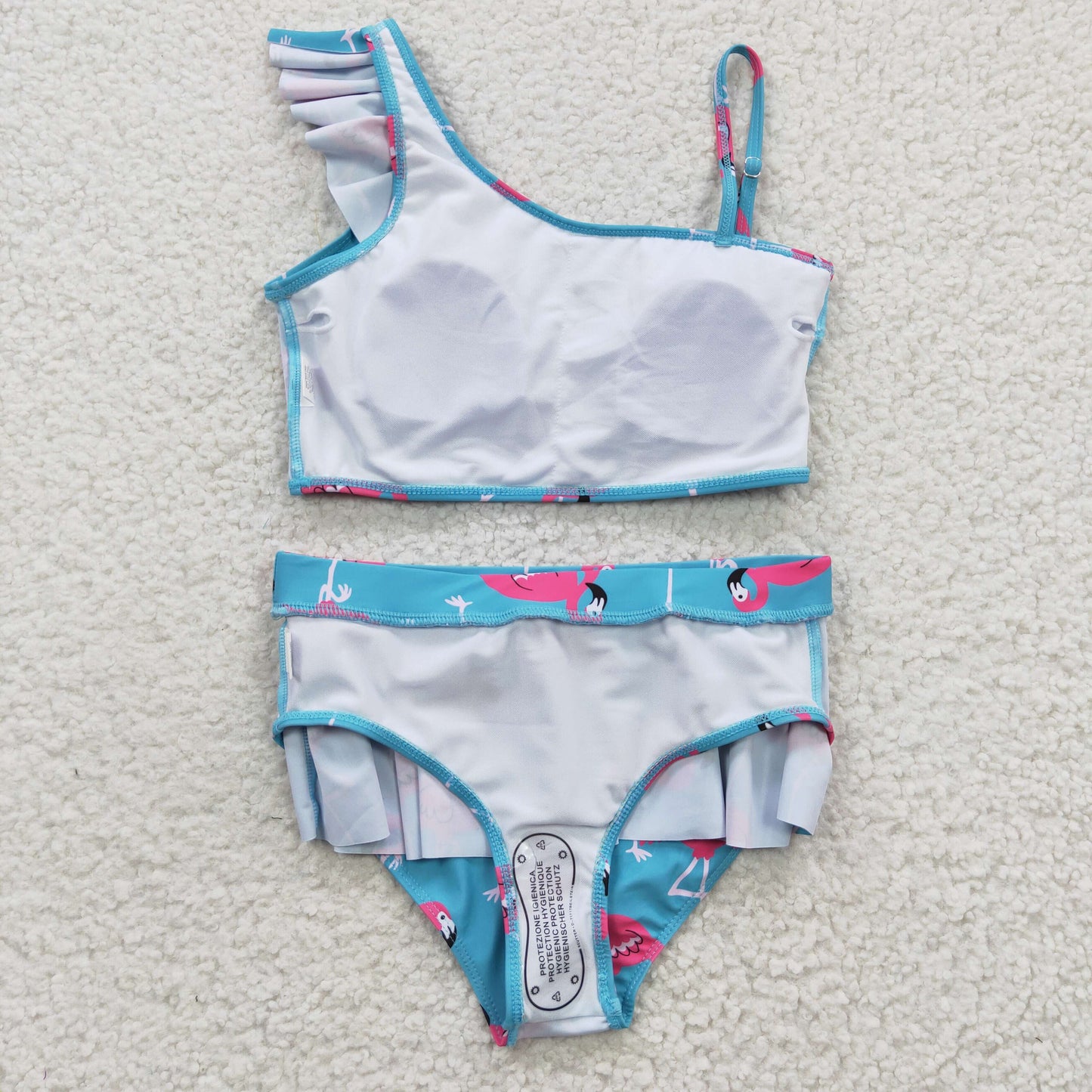 girls blue flamingo swimwear S0087