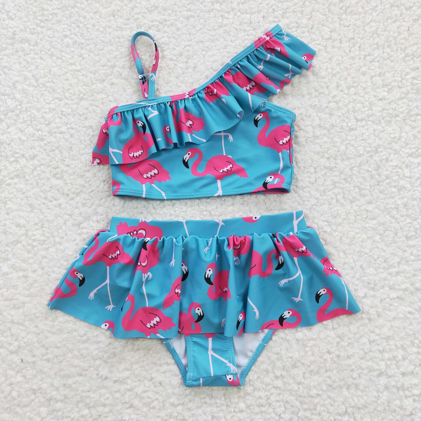 girls blue flamingo swimwear S0087