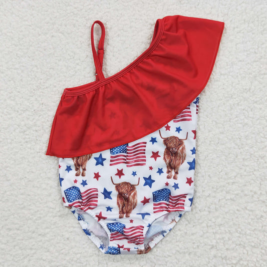 USA flag & cow swimsuit S0101