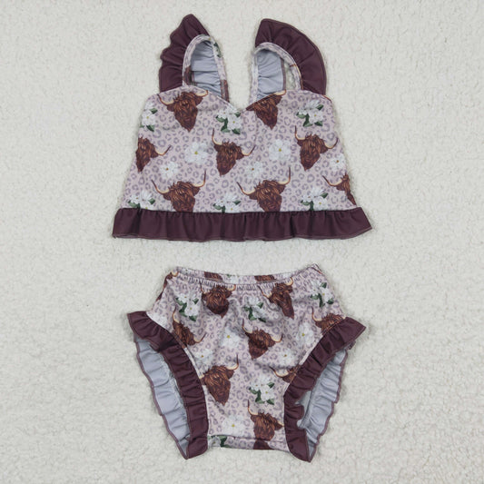 girls purple 2 pieces swimwear S0103