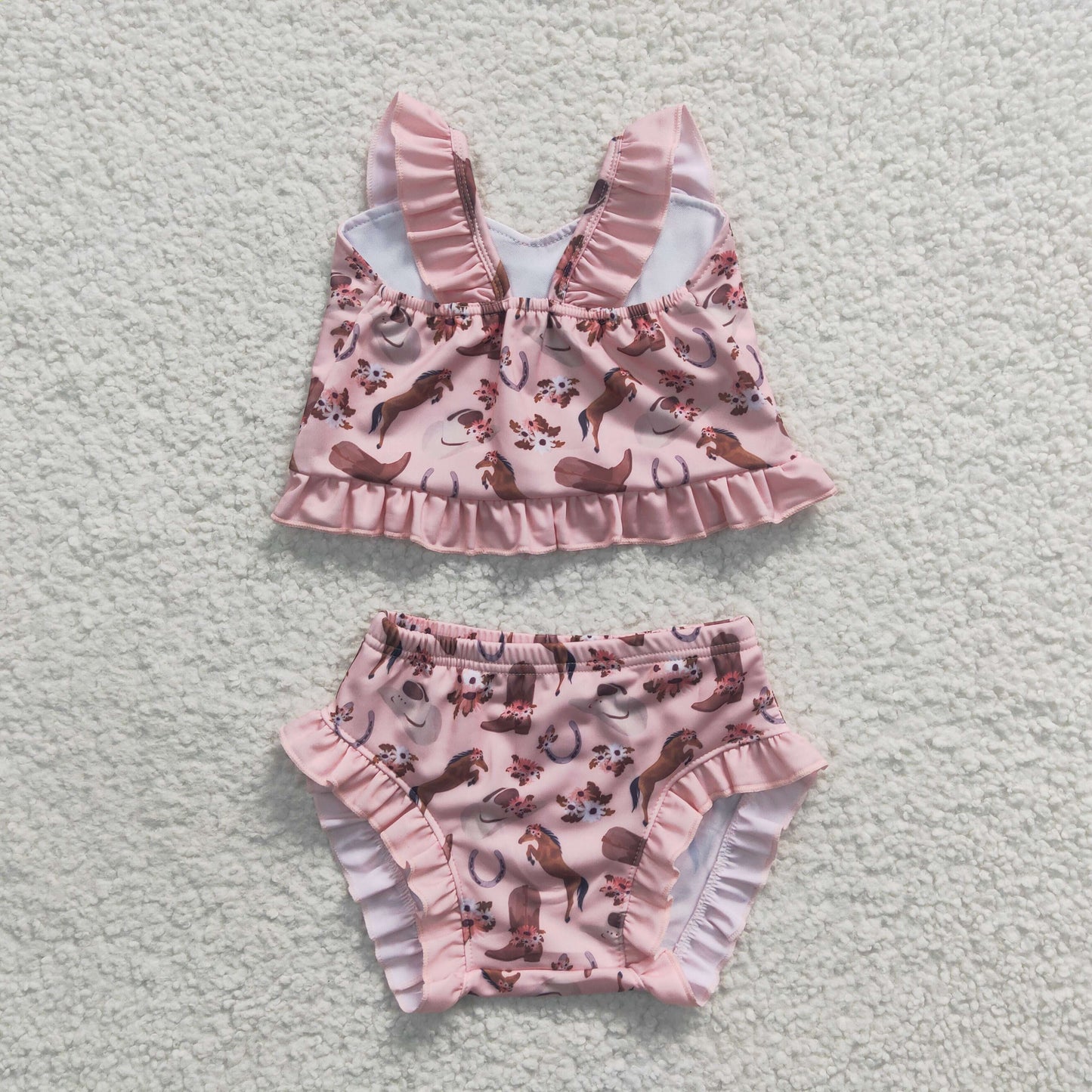 girls pink 2 pieces swimwear S0107