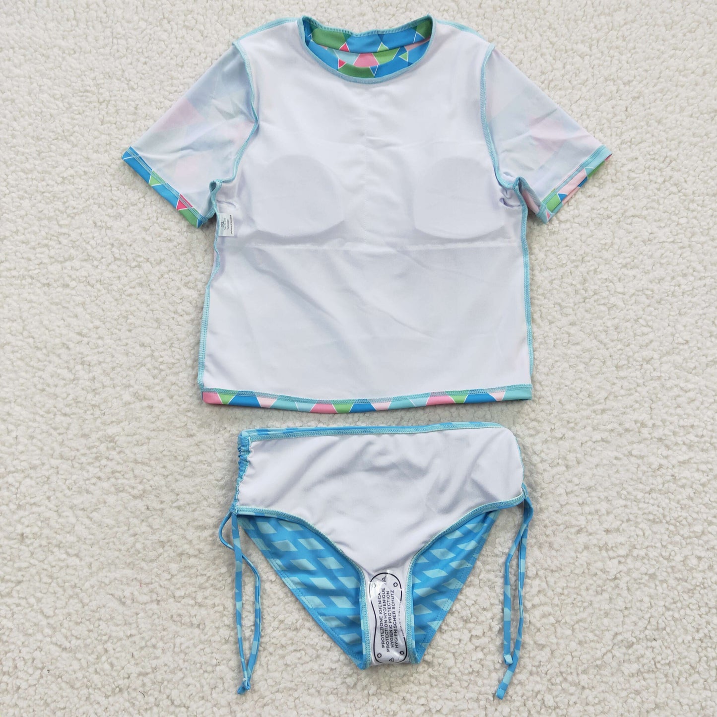 girls blue rhombus swimwear S0114