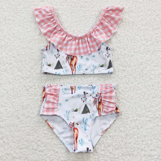 girls pink wild west swimwear S0117