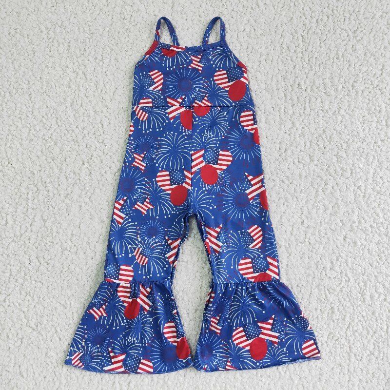 4th of July girls fireworks jumpsuit SR0056