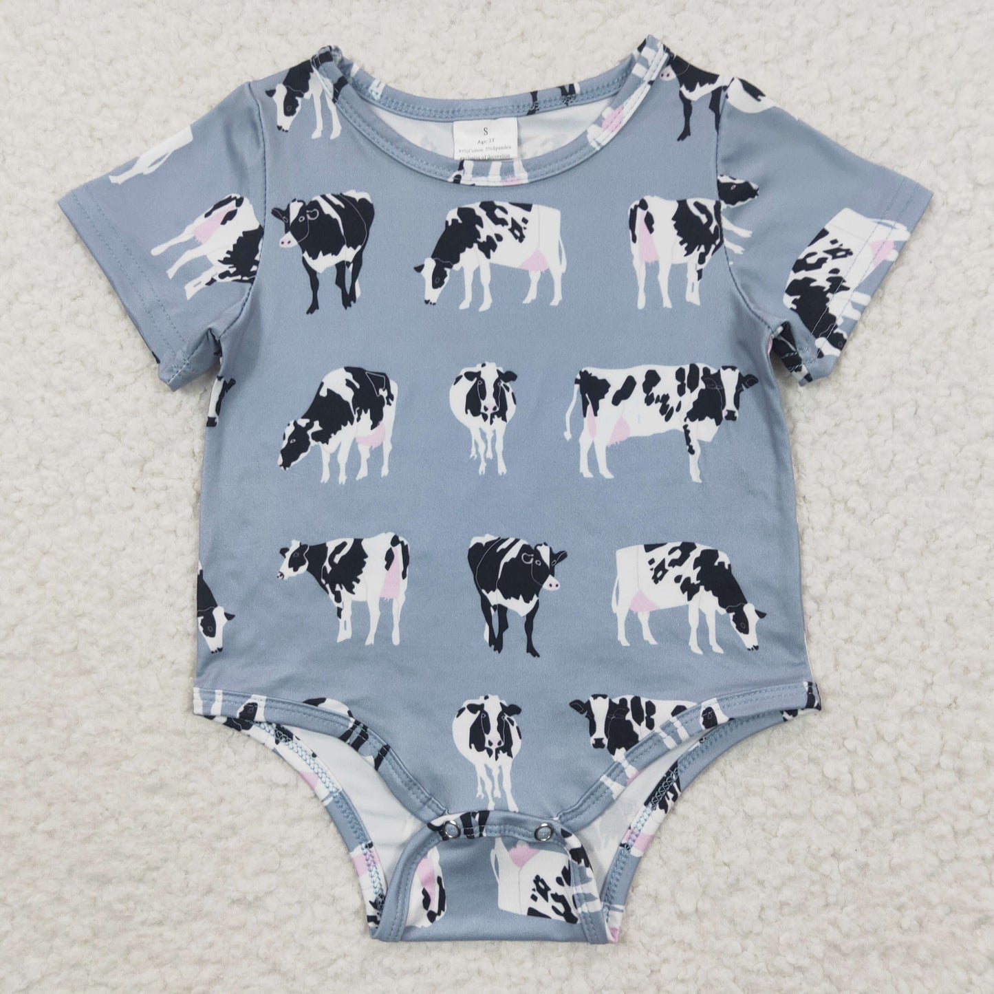 baby boys cattle printed blue romper SR0297