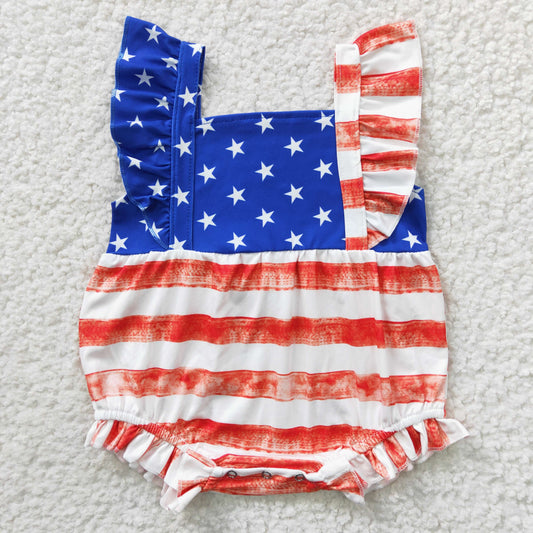 baby 4th of July star stripe romper SR0326