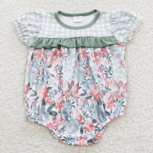 baby girls green floral romper SR0345