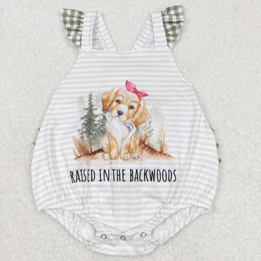 SR0658   baby girl clothes dog forest girls summer bubble