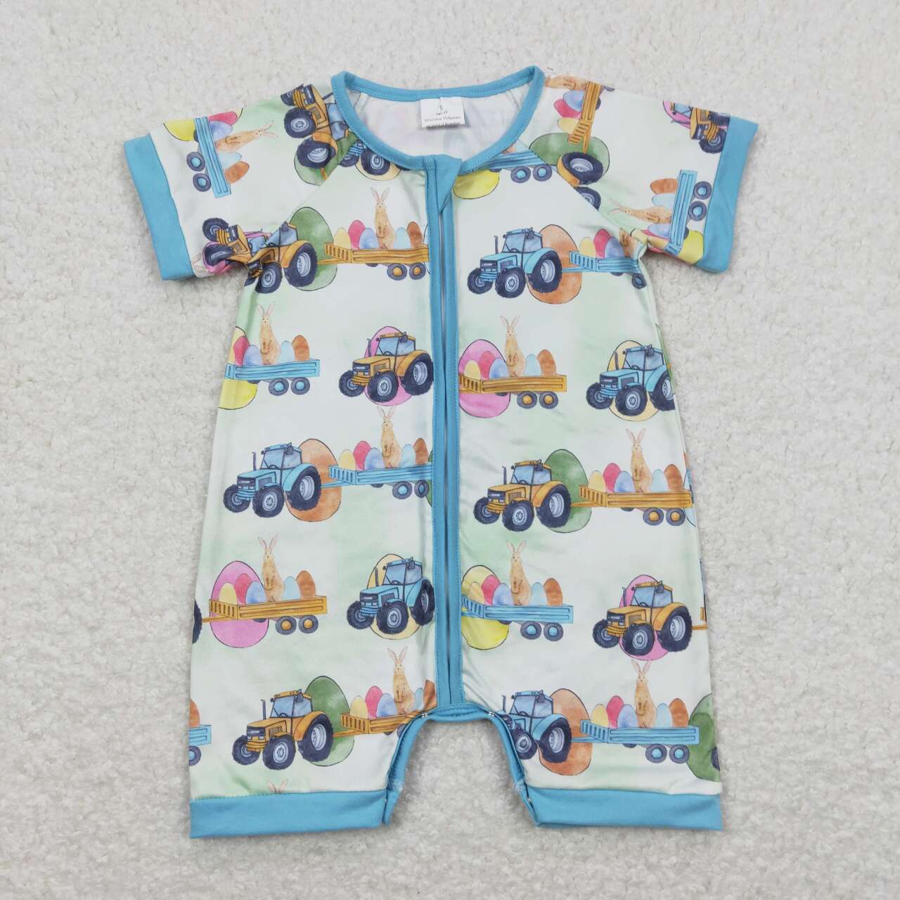 SR0883  pre-order baby boy clothes truck carrots print boy easter romper