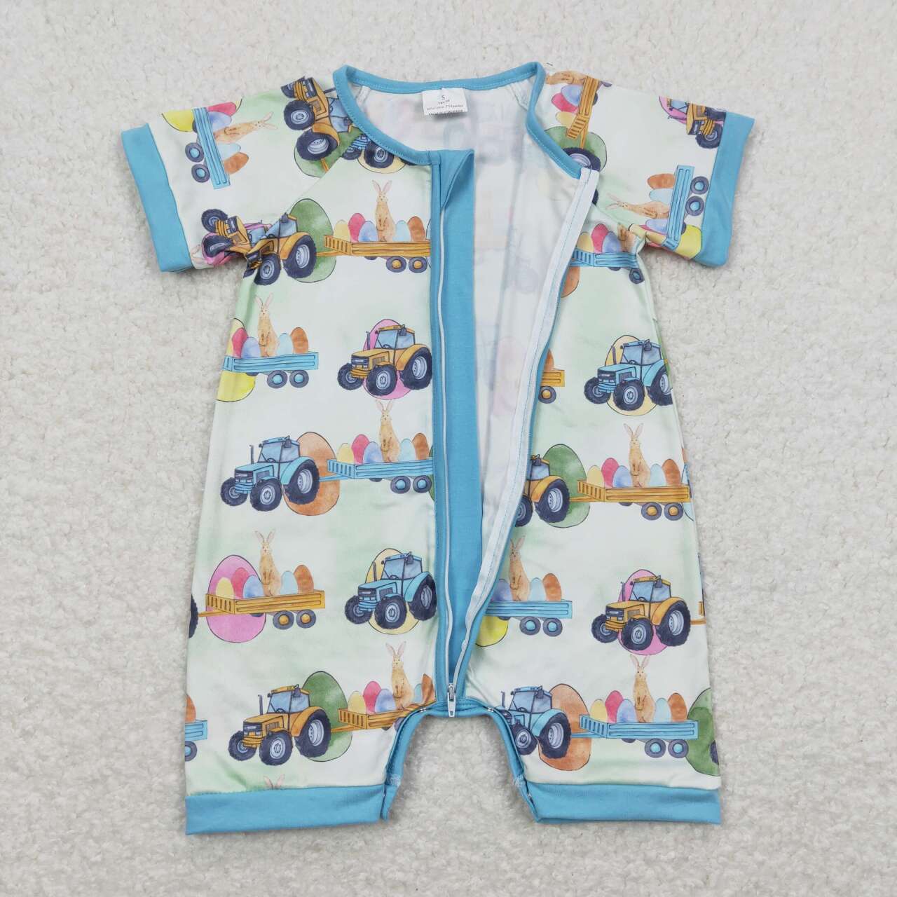 SR0883  pre-order baby boy clothes truck carrots print boy easter romper