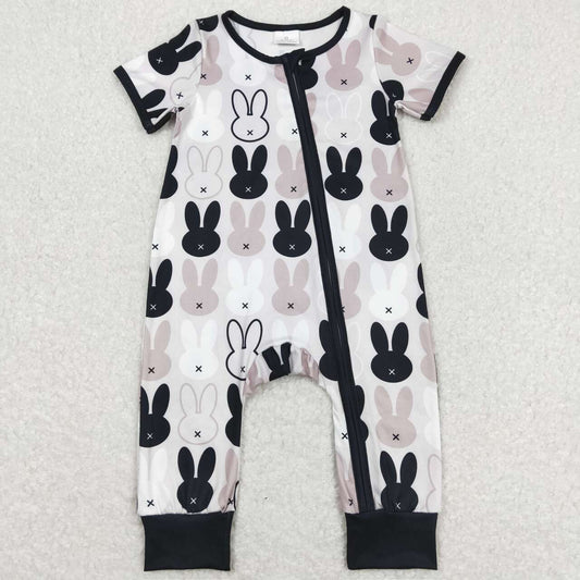 SR1012 baby boy clothes gray rabbit boy zipper summer romper