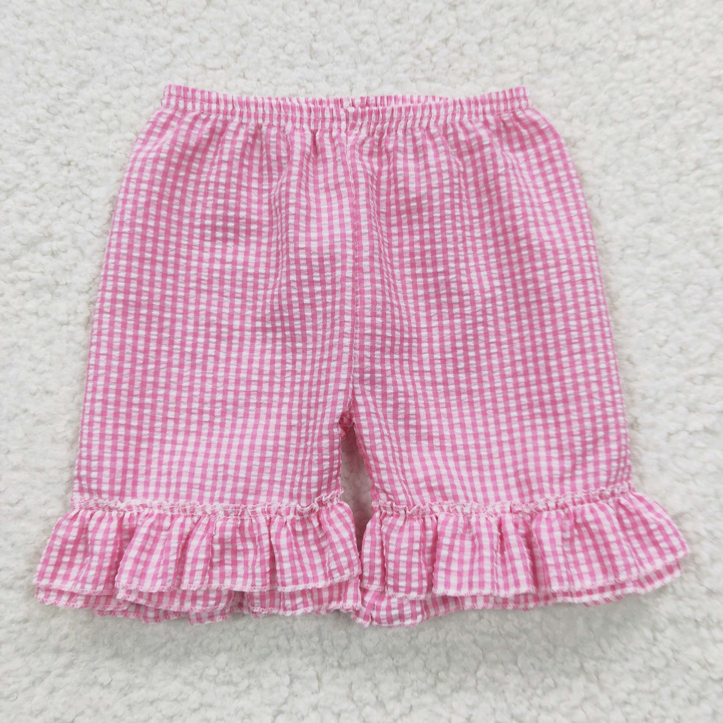 girls pink plaid shorts SS0063