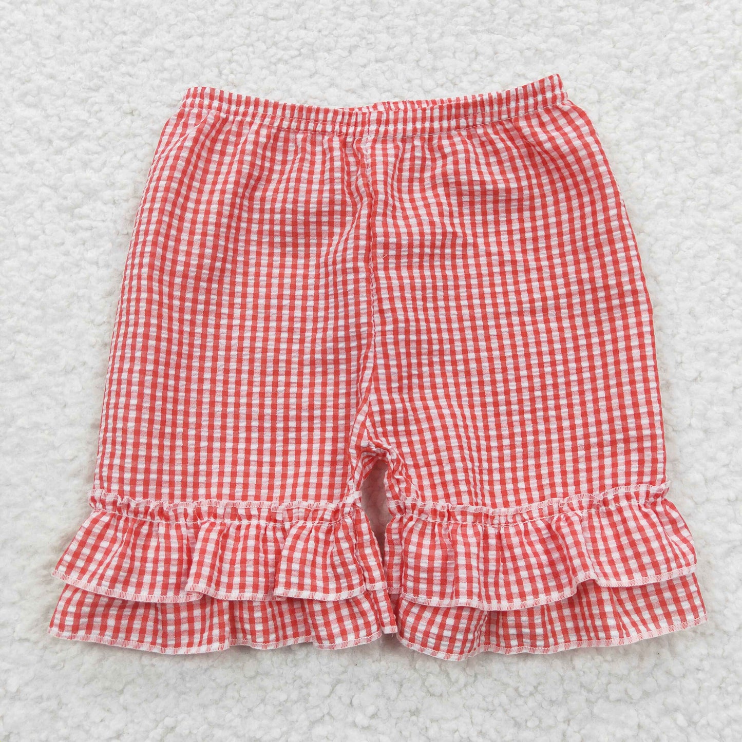 girls red plaid shorts SS0064