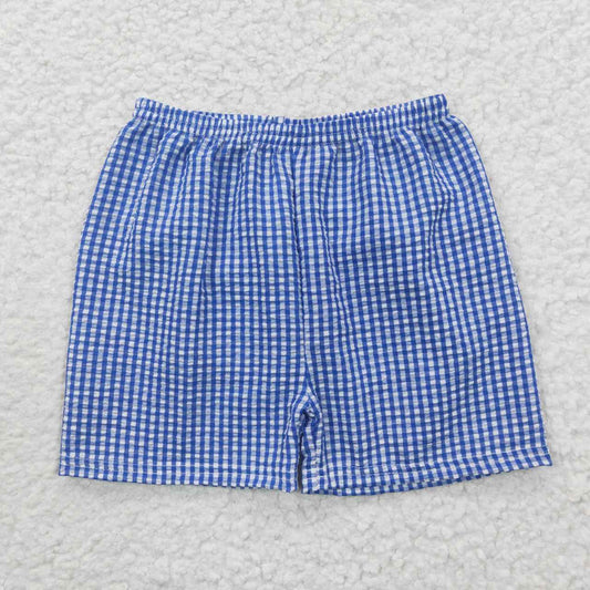 boys blue plaid shorts SS0074