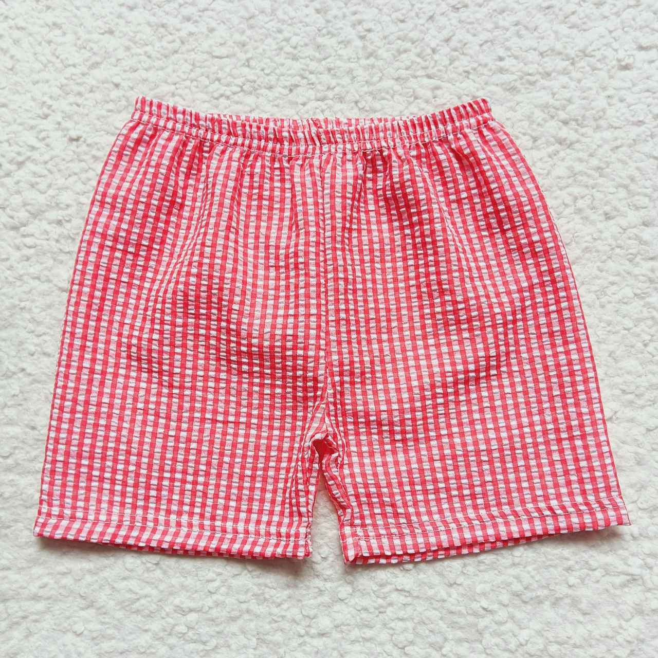 boys red plaid shorts SS0076