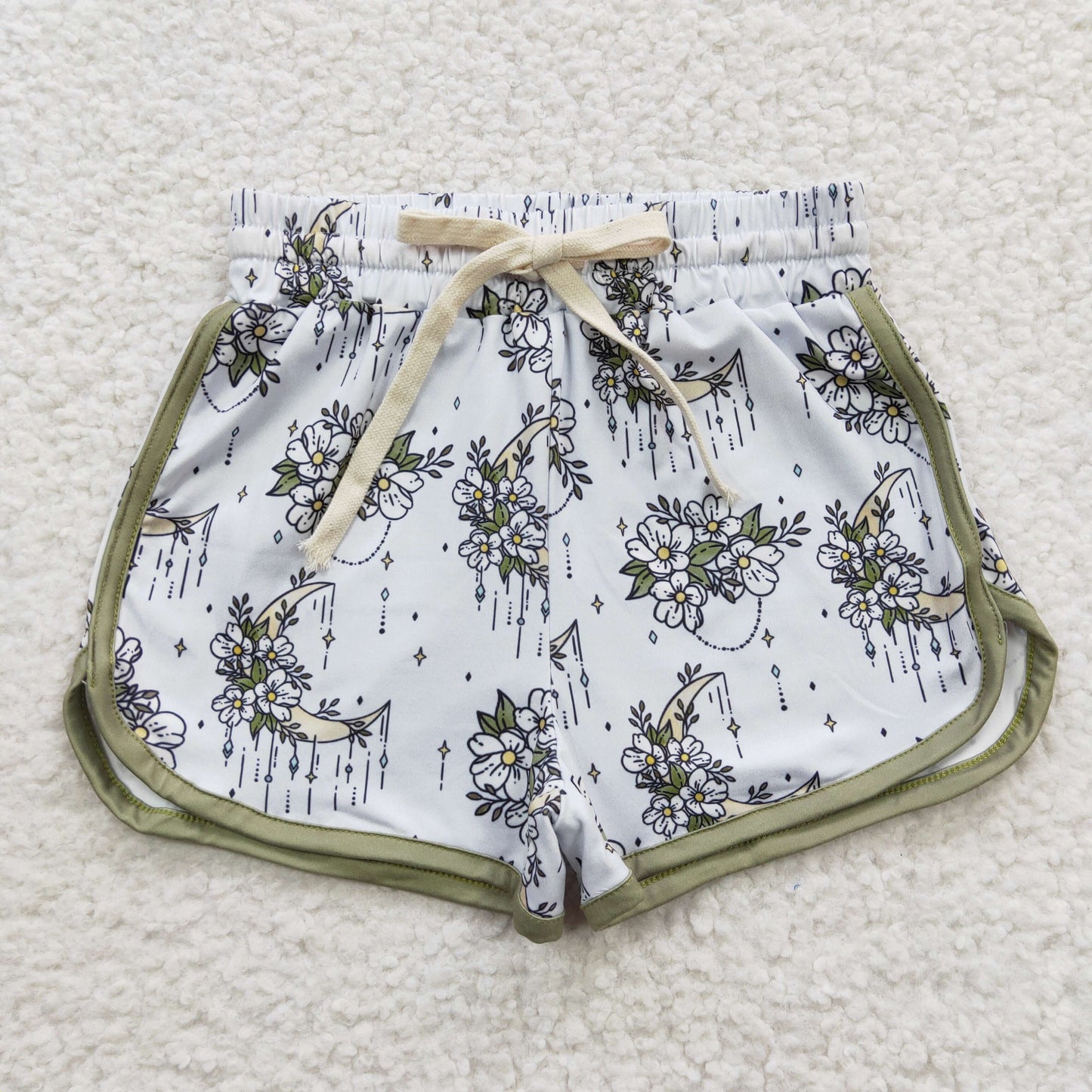 girls green floral shorts SS0084