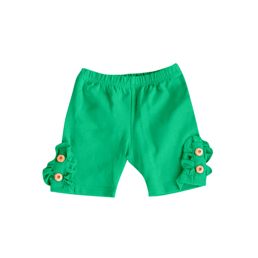 SS0188 pre-order toddler clothes green ruffled buttons girl summer shorts