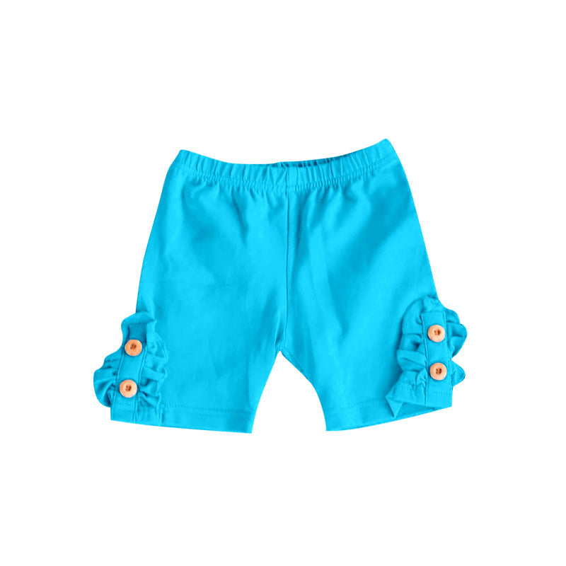 SS0191 pre-order toddler clothes blue ruffled buttons girl summer shorts