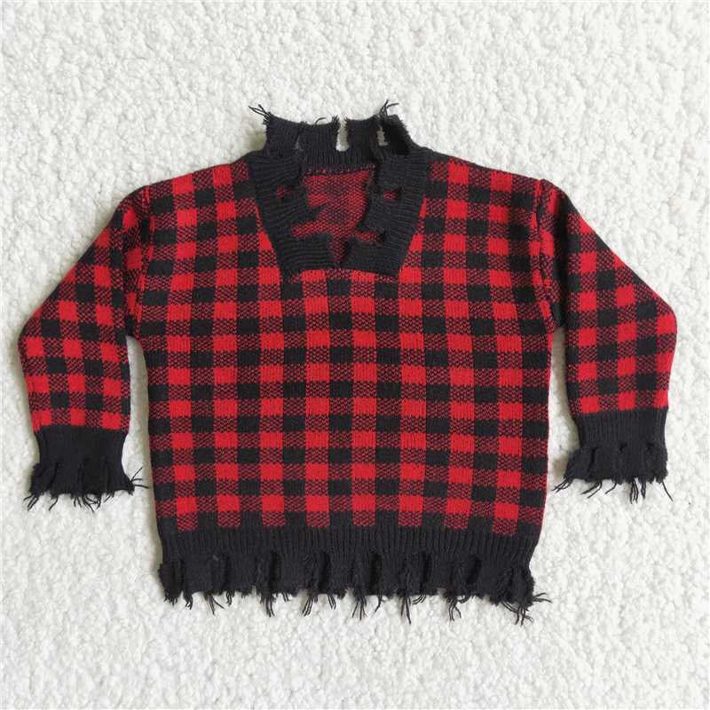 Red Black Plaid Sweater