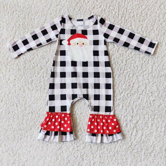 Christmas girl plaid romper