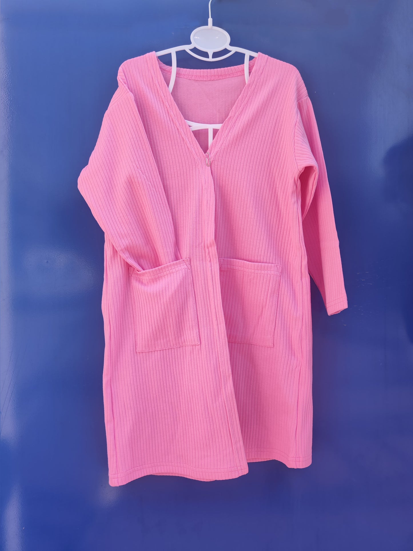 Hot pink cotton Cardigan-RTS