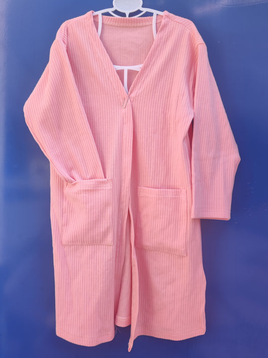 pink cotton Cardigan-RTS