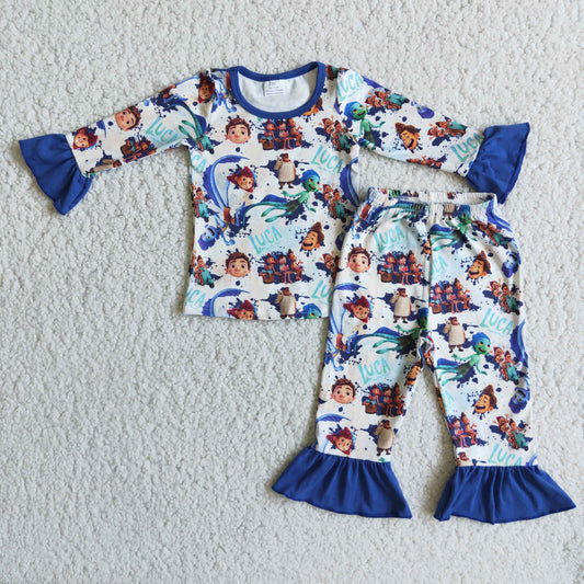 cartoon girl pajamas set