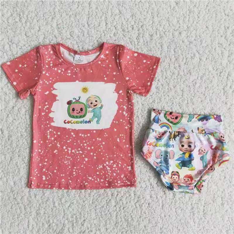 Cartoon pink T-shirt Bummie Set C14-20