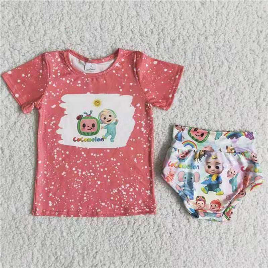 Cartoon pink T-shirt Bummie Set C14-20