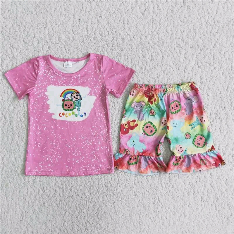 Cartoon pink t-shirt shorts Set D11-17