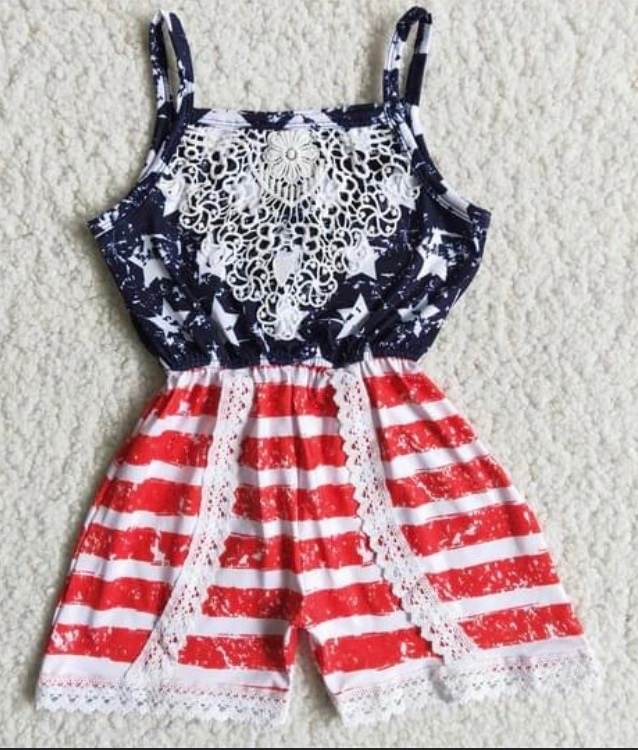 Star and American flag ruffle romper