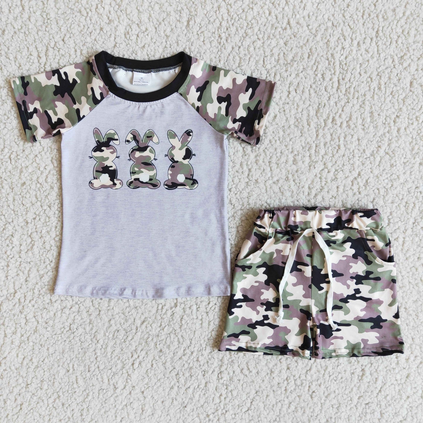 Easter bunny camo short sleeve T-shirt  shorts Set