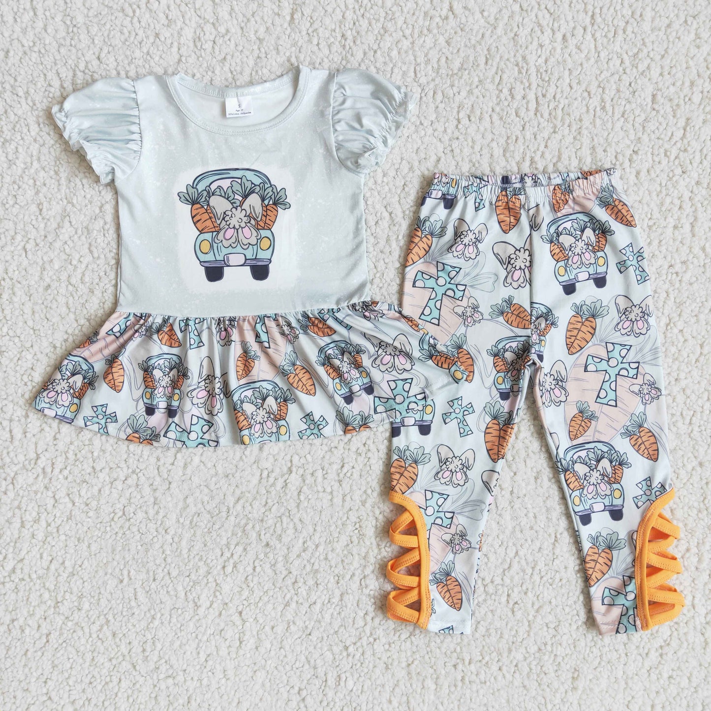 Easter Rabbit Carrot Girl short sleeve Set