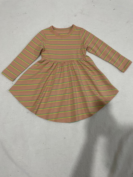 Brown Stripe 100% Cotton Long sleeve Dresses