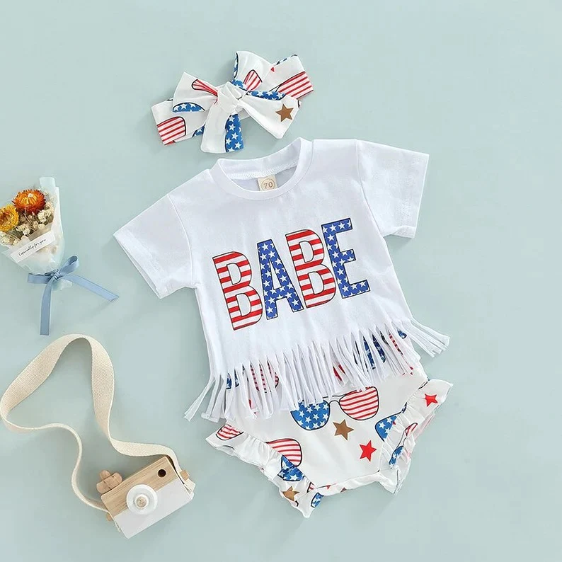 USA babe t-shirt bummies 3pieces sets GBO0127