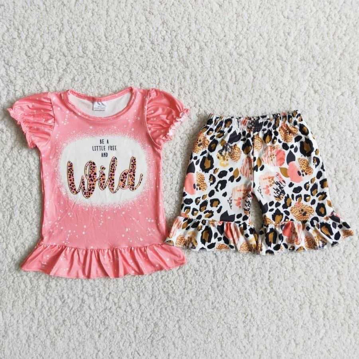 Wild pink ruffle shorts set