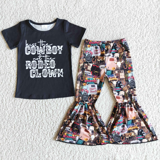 Cowboy Black t-shirt print pants Set